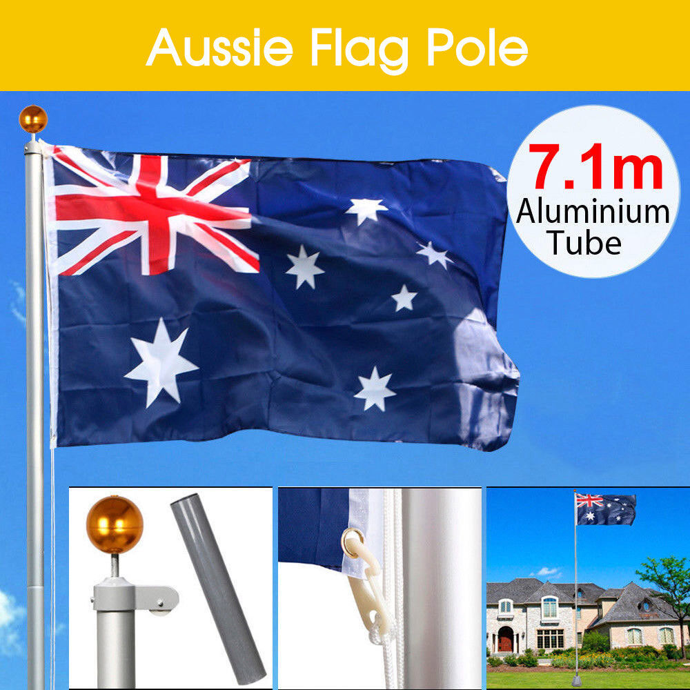 Aluminium Australian Aussie Flag Pole Flagpole Full Set 7.1M/6.2M Meter