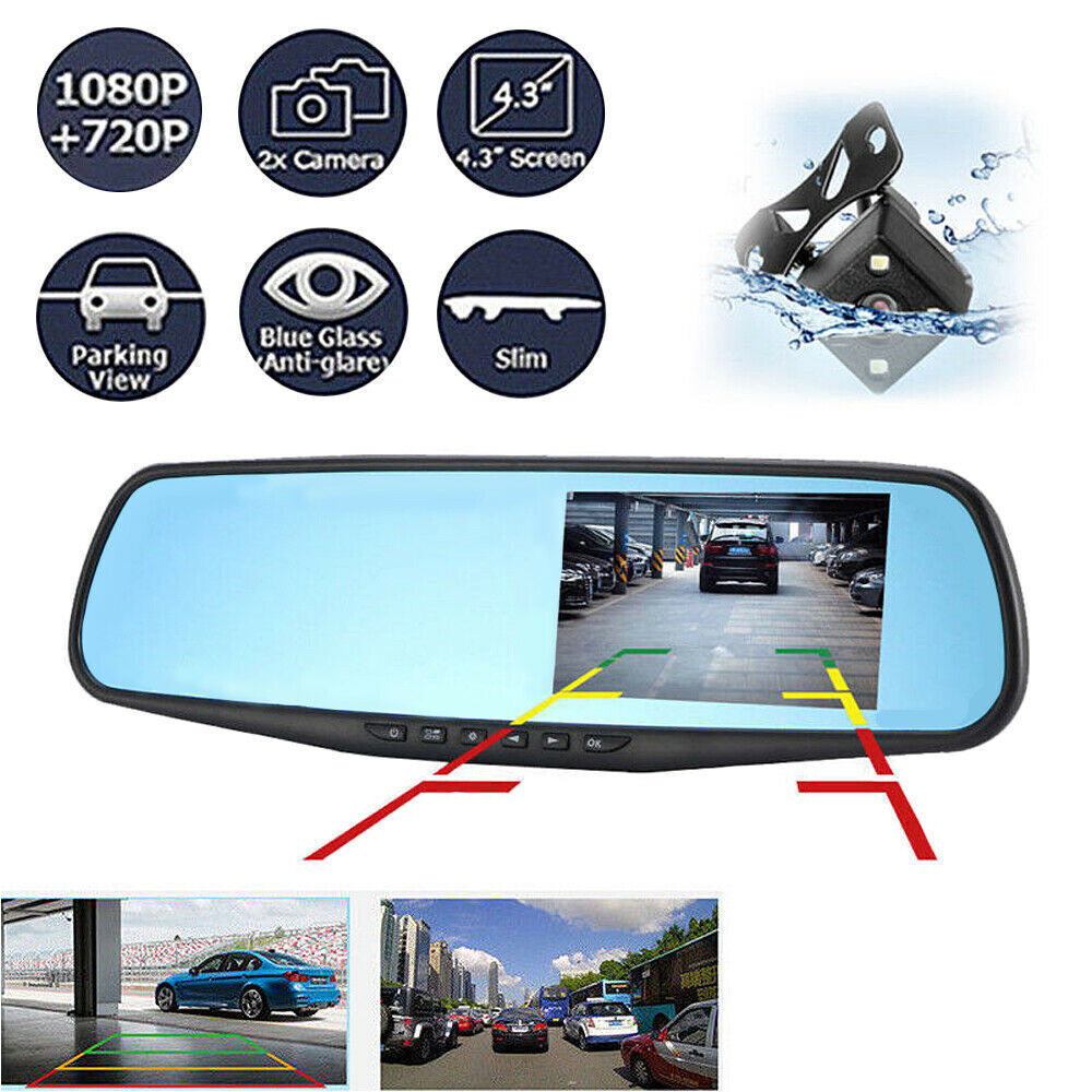 Car Night Camera Rearview USB 4.3 In Cam Video Driving Recorder Reversing