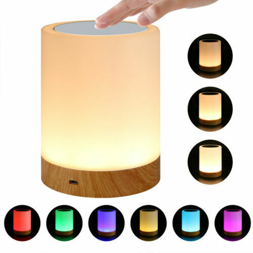 7 Color RGB Touch Night Light LED Lamp Mood Dimmable Bedside USB Rechargeable