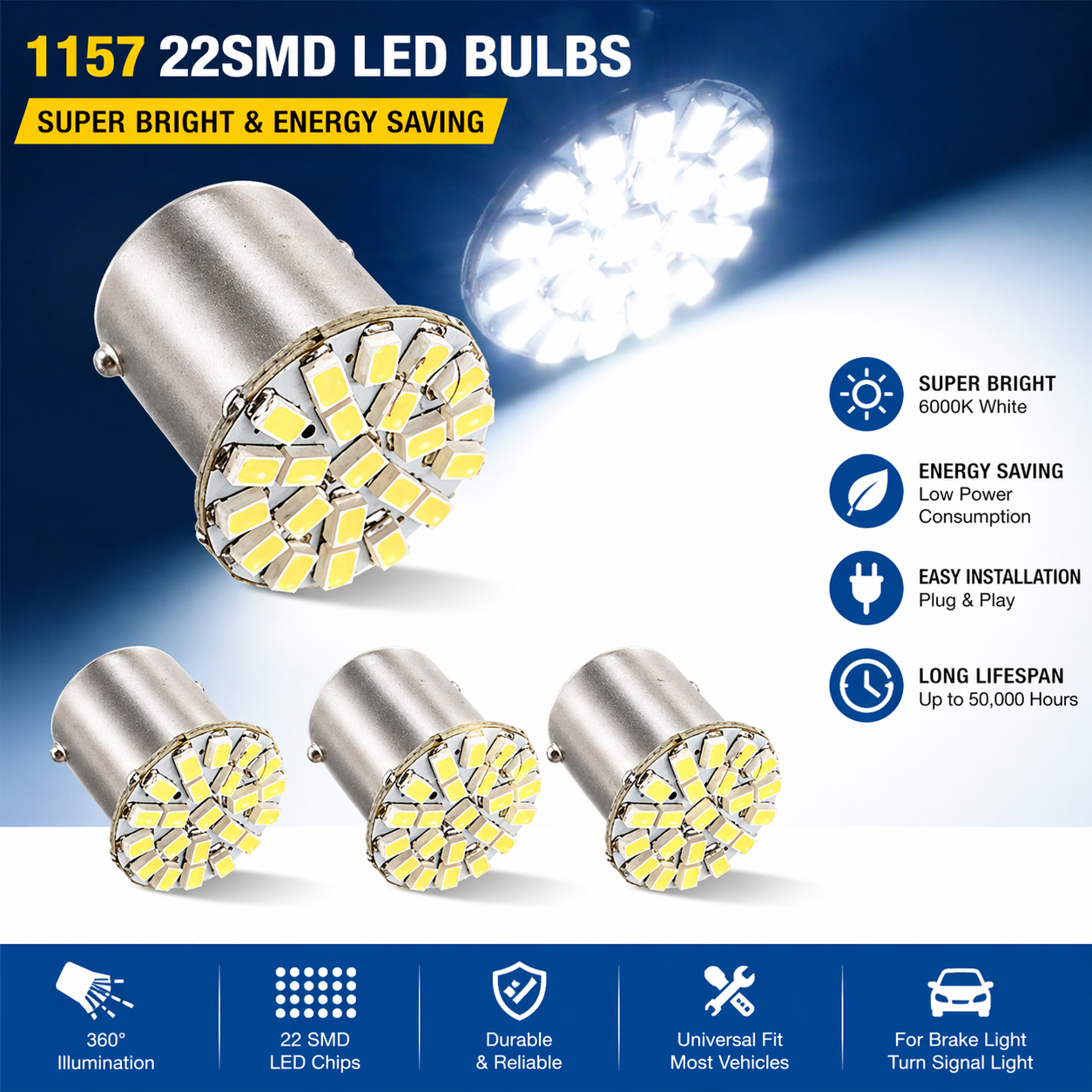 42PCS Car Interior LED Light Kit T10 1157 Festoon Dome Map White 12V