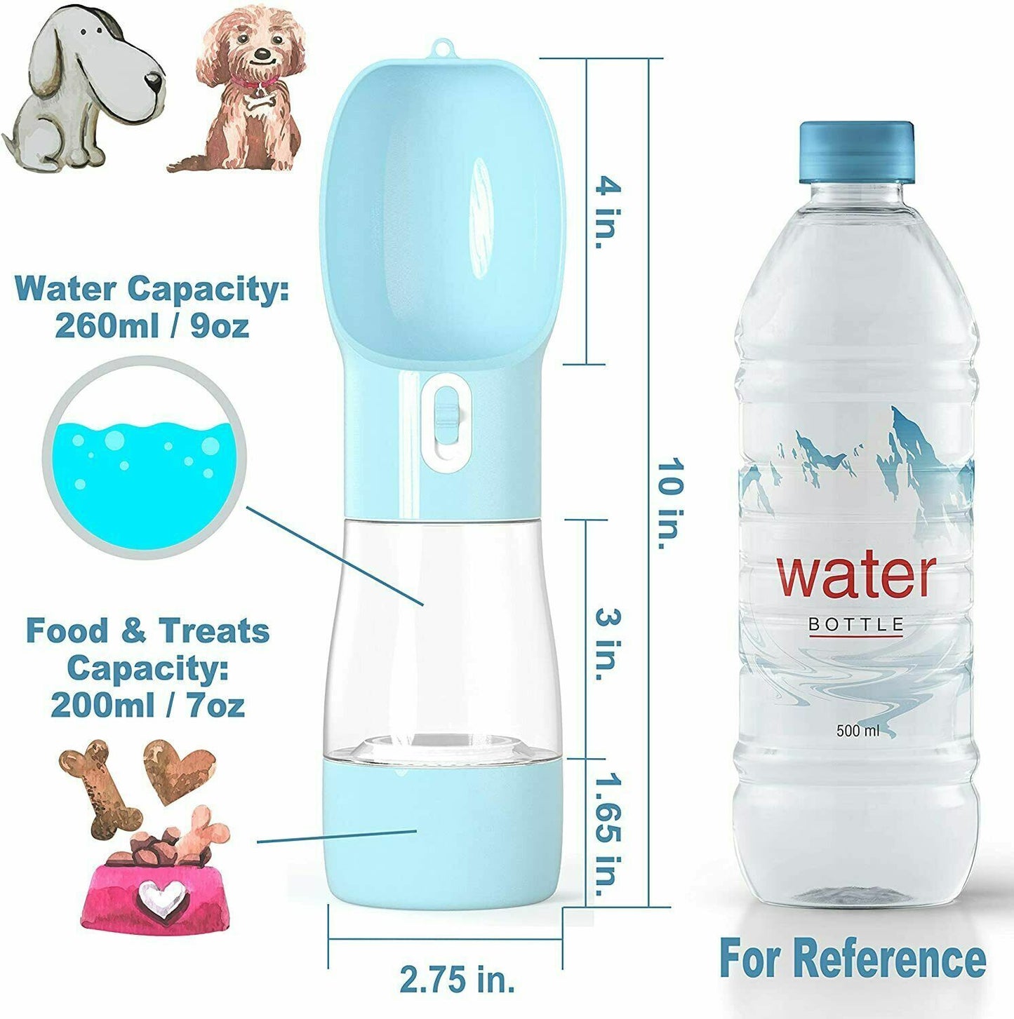 1X 2 IN 1 Portable Water/Food Feeder Bottle Pet Dog Cat Puppy Dispenser Travel