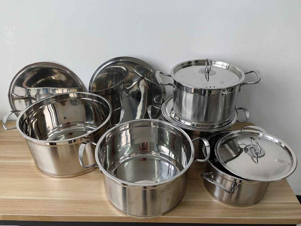 5 sets Stainless Steel Stock Pot with Lid Cooking Kitchen Cookware Stockpot Set 18/20/22/24/26cm