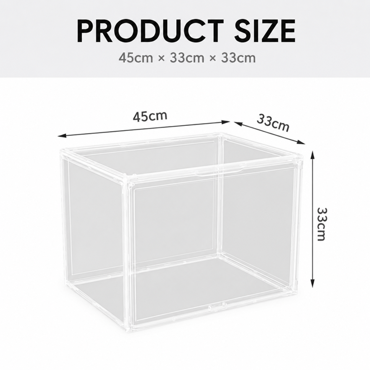 45x33x33cm Transparent Acrylic Display Box Stackable Dustproof Case