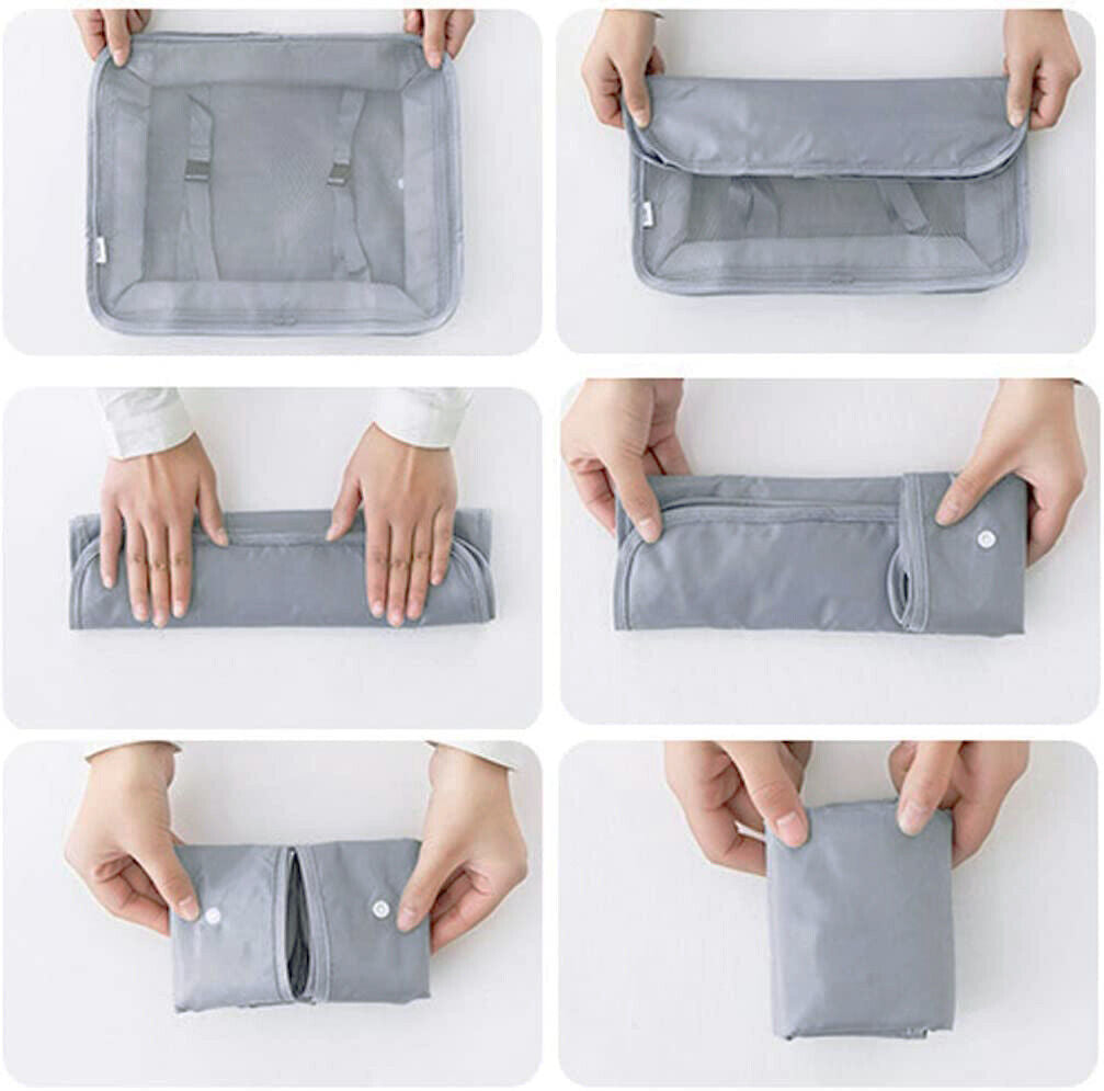 9 Packing Cubes Travel Pouches Luggage Organiser Clothes Suitcase Storage Bag AU