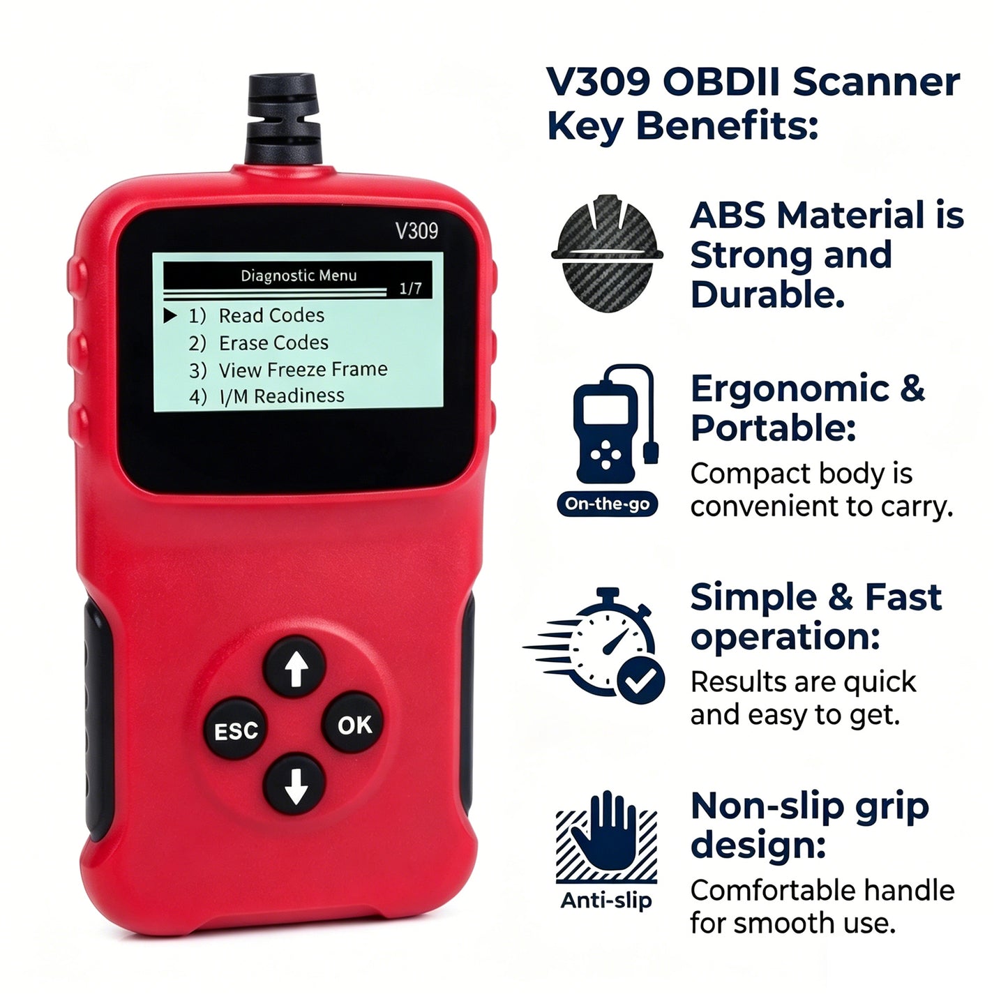 V309 OBD2 Scanner Car Engine Code Reader Diagnostic Tool Check Engine Light