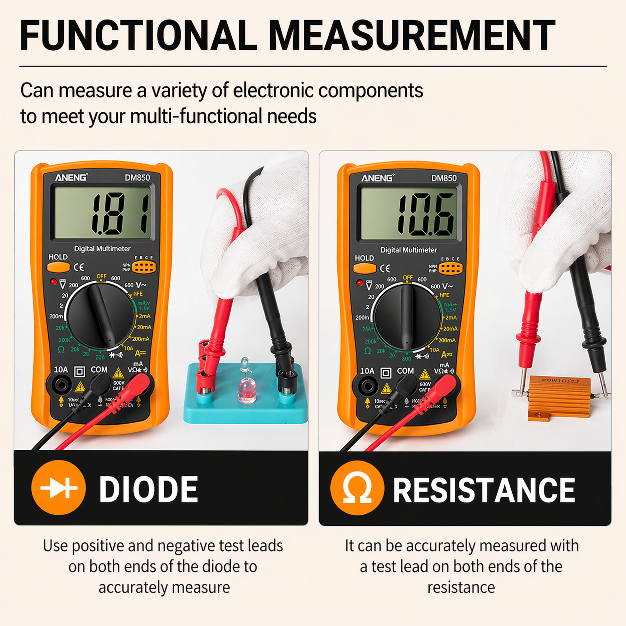LCD Digital Multimeter Ammeter Voltmeter Ohmmeter AC DC Tester Leads Meter