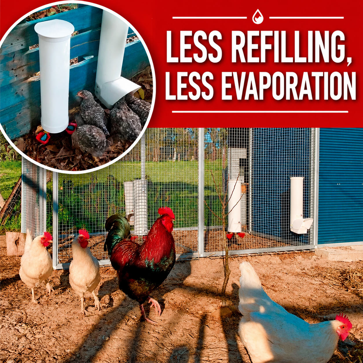 Automatic Poultry Feeder & Water Drinker Set Chicken Coop 3KG 4L