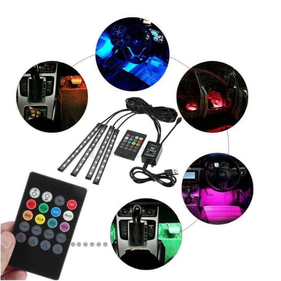 4X 5V 9LED RGB usb LED Strip Lights Wireless Remote Control Music