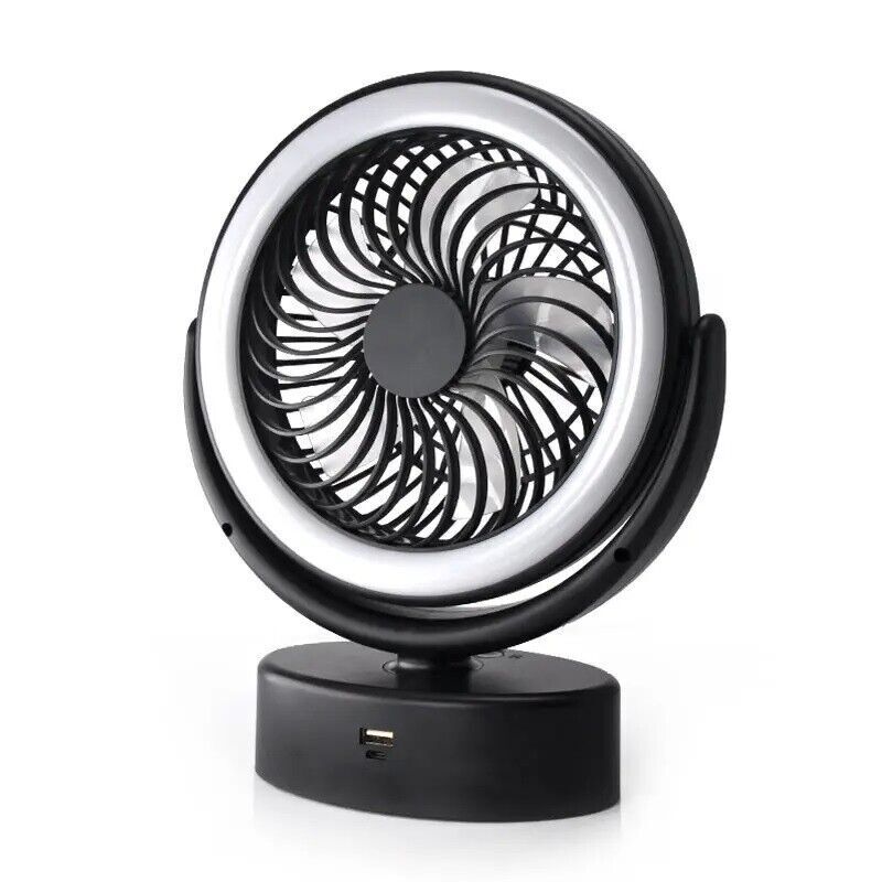 Portable 360° Mini Fan Travel Rechargeable USB Clip On Desk Fan With Light Au