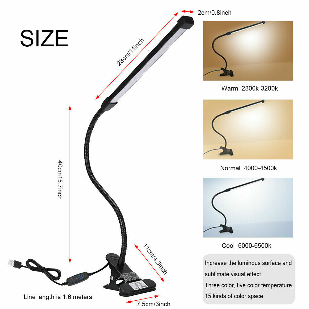 Clip On Desk Lamp Table Light Bedside Night Reading Led Eye Care USB Dimmable AU