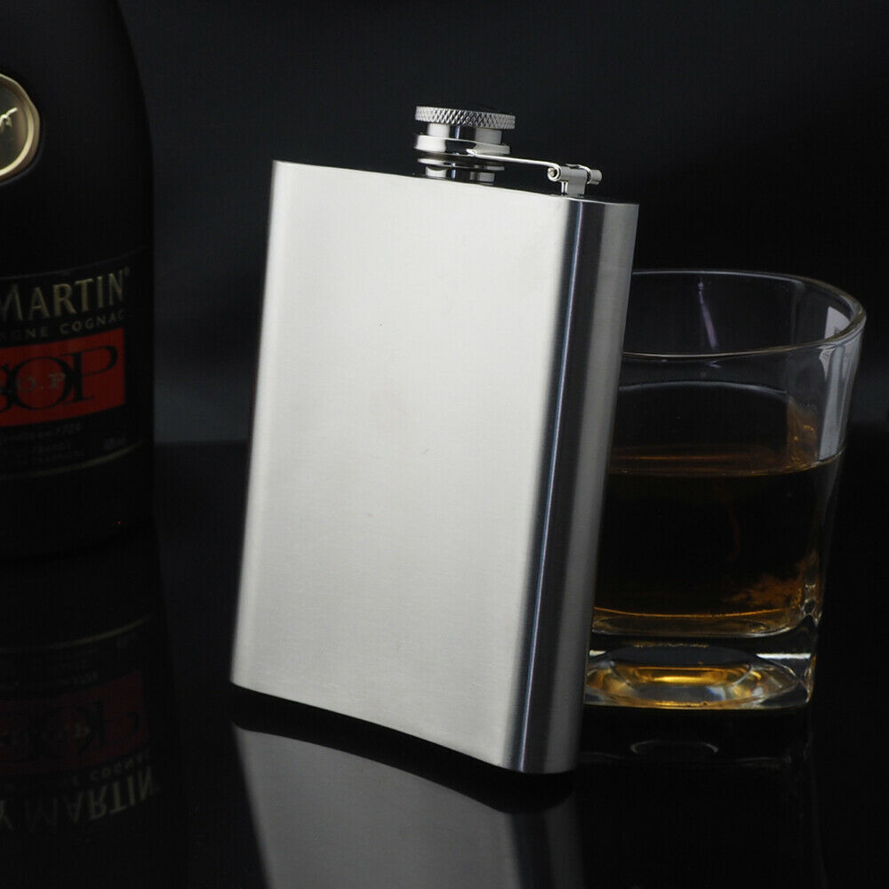 Stainless Steel Hip Liquor Whiskey Alcohol Flask Cap Pocket Wine Bottle 8-18oz