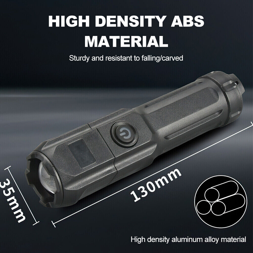 990000LM Torch CREE Led Flashlight USB Rechargeable Tactical Camp Zoomable Lamp
