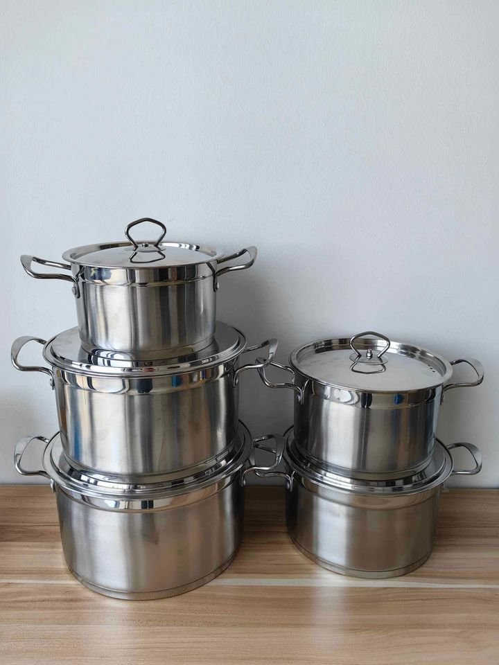 5 sets Stainless Steel Stock Pot with Lid Cooking Kitchen Cookware Stockpot Set 18/20/22/24/26cm