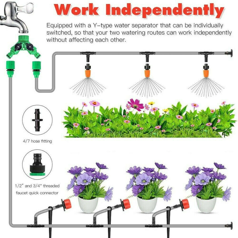 50M Hose Garden Irrigation System Plant Watering DIY Micro Drip Kits 201PCS /Set