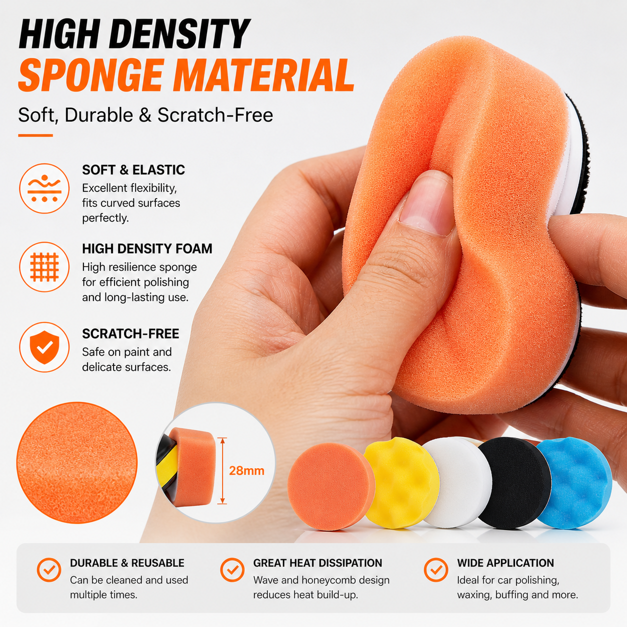 22pcs 3" Buffing Waxing Polishing Sponge Pads Kit Set For Car Polisher Drill
