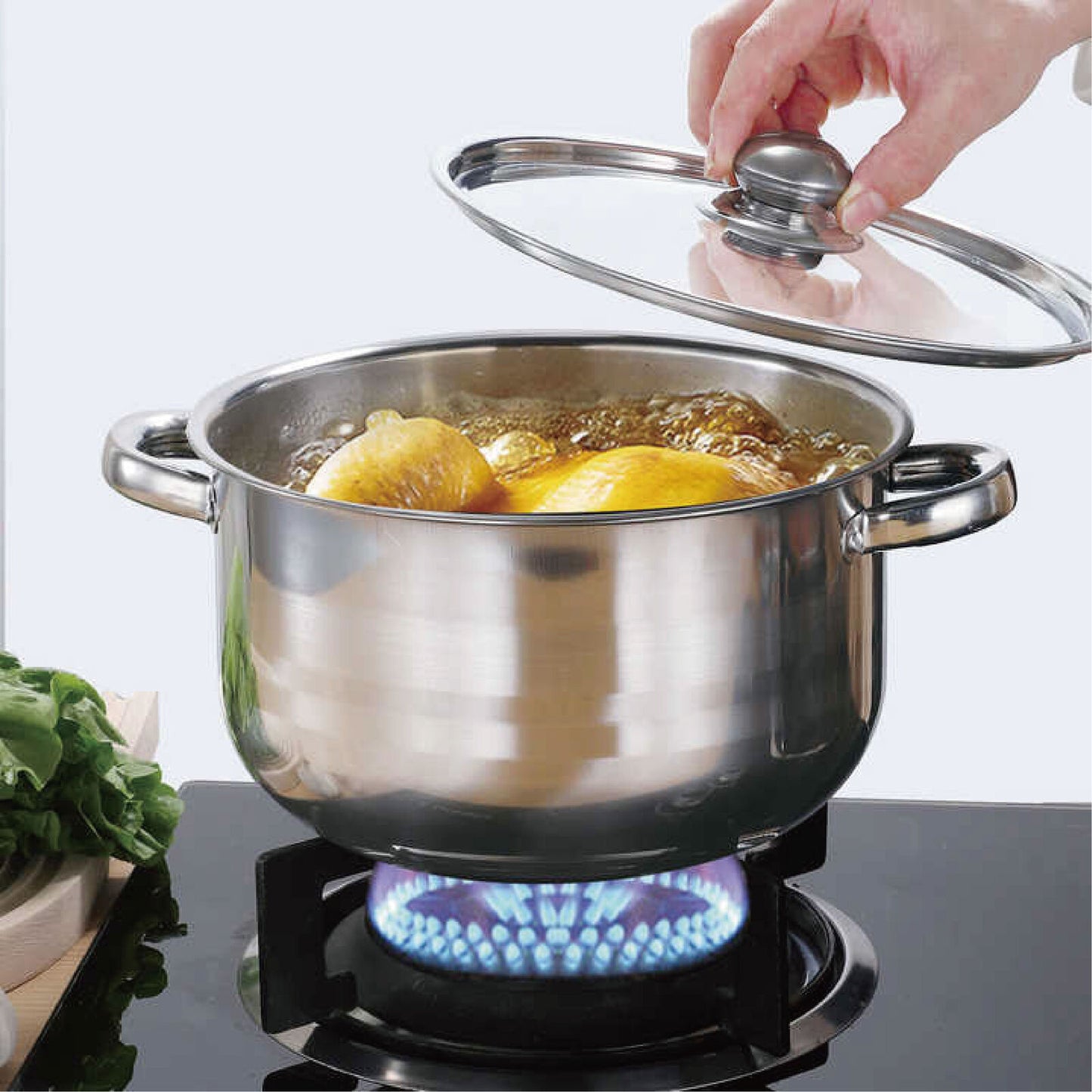 5pcs Stainless Steel Stock Pot with Lid Cooking Kitchen Cookware Stockpot Set