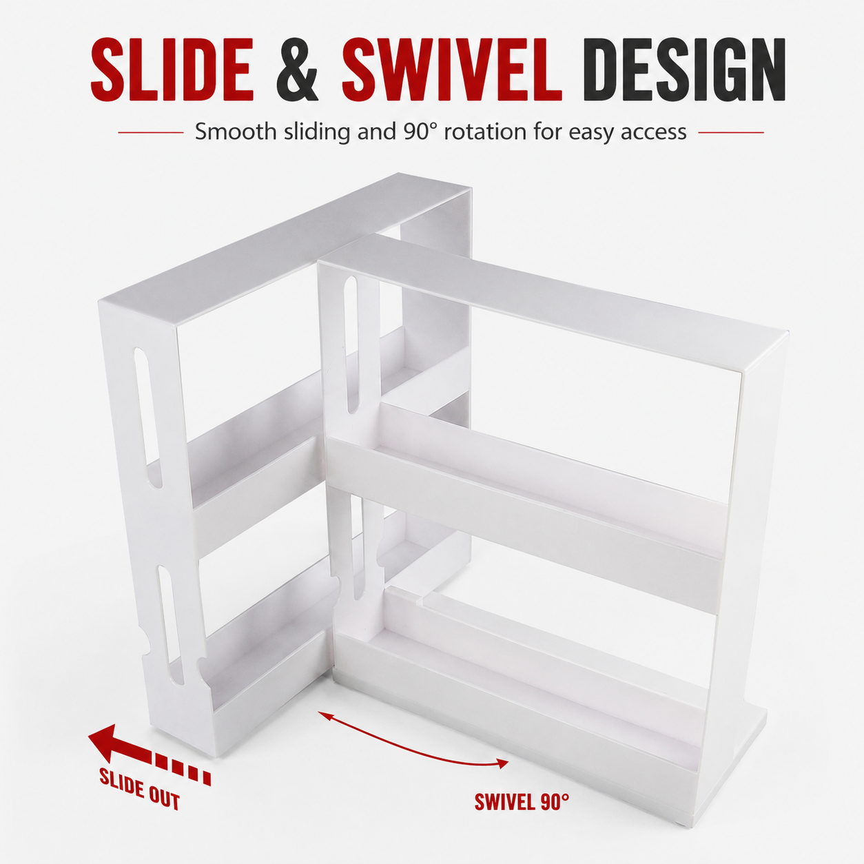 Slide Out Spice Rack Organizer Kitchen Cabinet Swivel Storage Holder