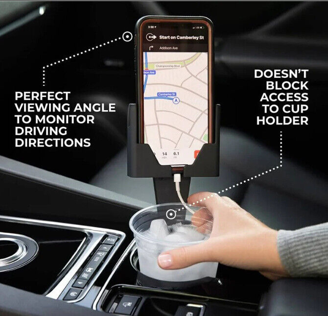 2in1 Phone&Cup Beverage Holder Mount Rotate Car Seat Stand GPS Cradle Bracket AU