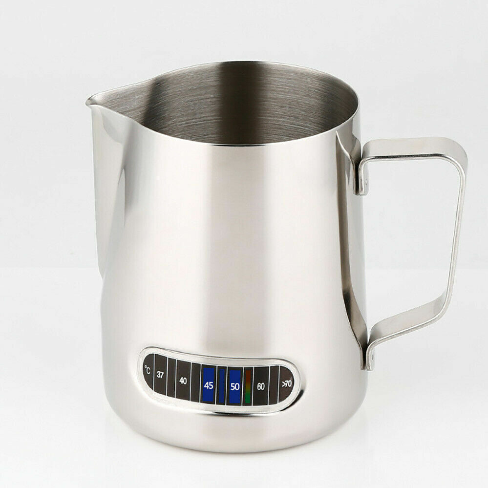 1/2X Stainless Steel 600ml Jug Pitcher Thermometer Coffee Espresso Milk Frothing