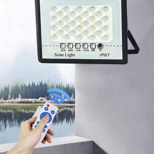 LED Solar Flood Street Light Remote Outdoor Garden Security Wall Lamp Waterproof