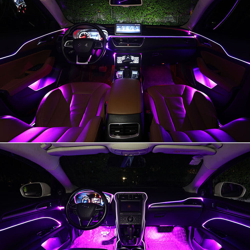 RGB LED Car Interior Fiber Optic Neon Wire Strip USB Atmosphere Light APP /Music