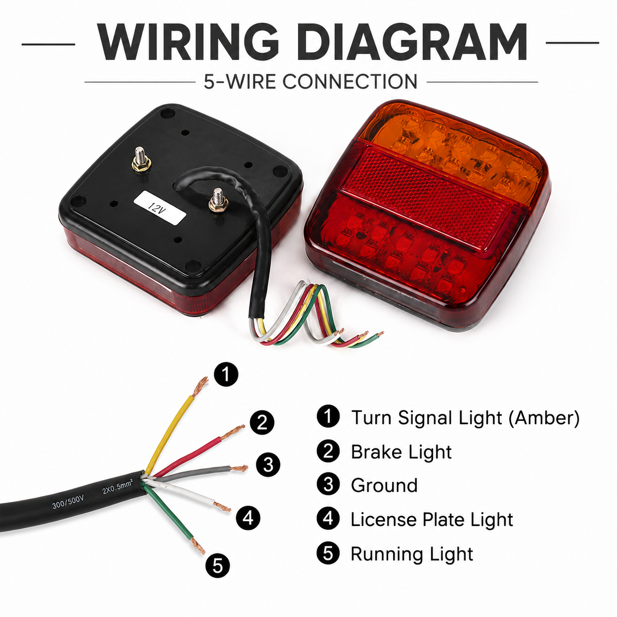 2x 12V Square LED Tail Lights Stop Reverse Indicator Trailer Boat Ute