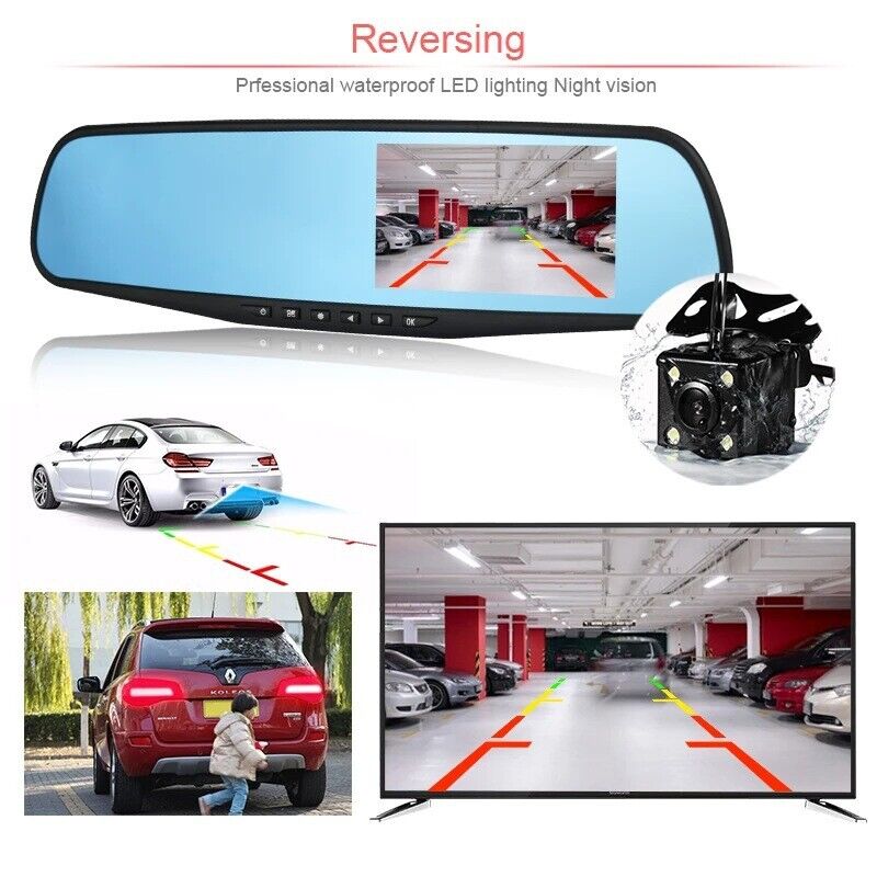 Car Night Camera Rearview USB 4.3 In Cam Video Driving Recorder Reversing