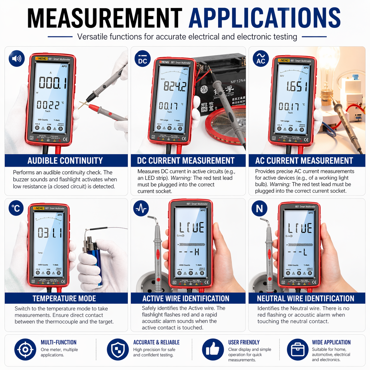 6000 Count Digital Multimeter Auto Range AC DC Voltage Tester Kit