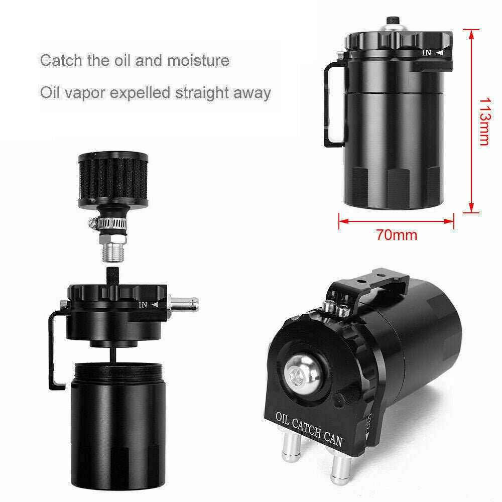 Oil Catch Can Breather Universal Baffled Diesel Reservoir Tank Petrol Filter Kit
