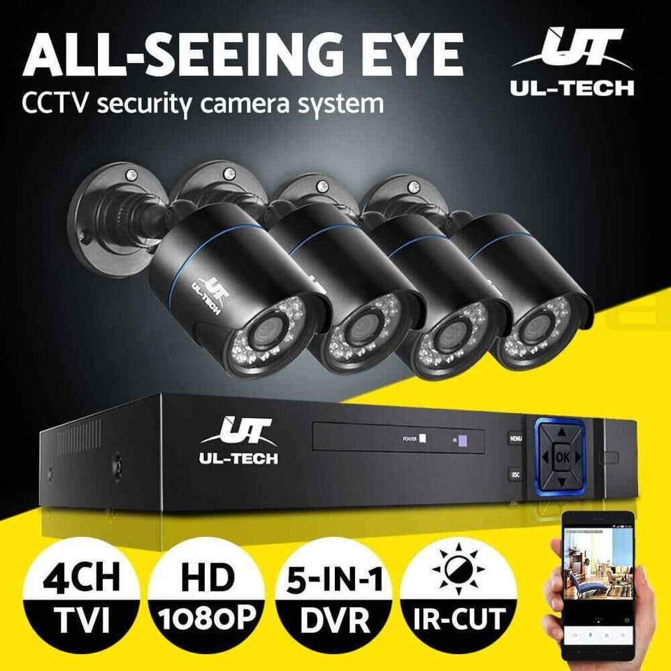 Home CCTV Camera Security System 4CH DVR 1080P Outdoor Long Range Kit