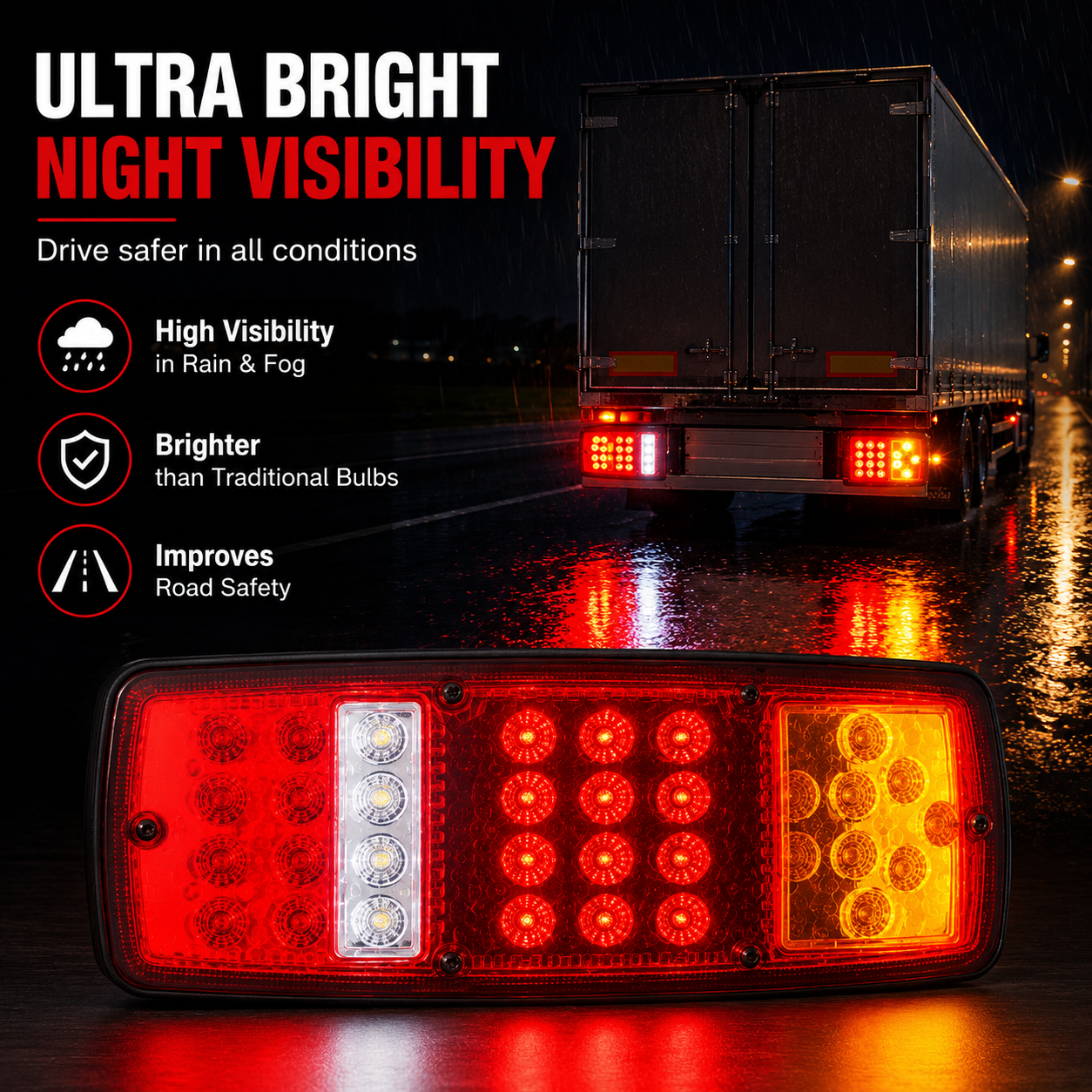 2Pcs 12V 36LED multi-functional taillights Suitable for trucks trailers RVS and cars