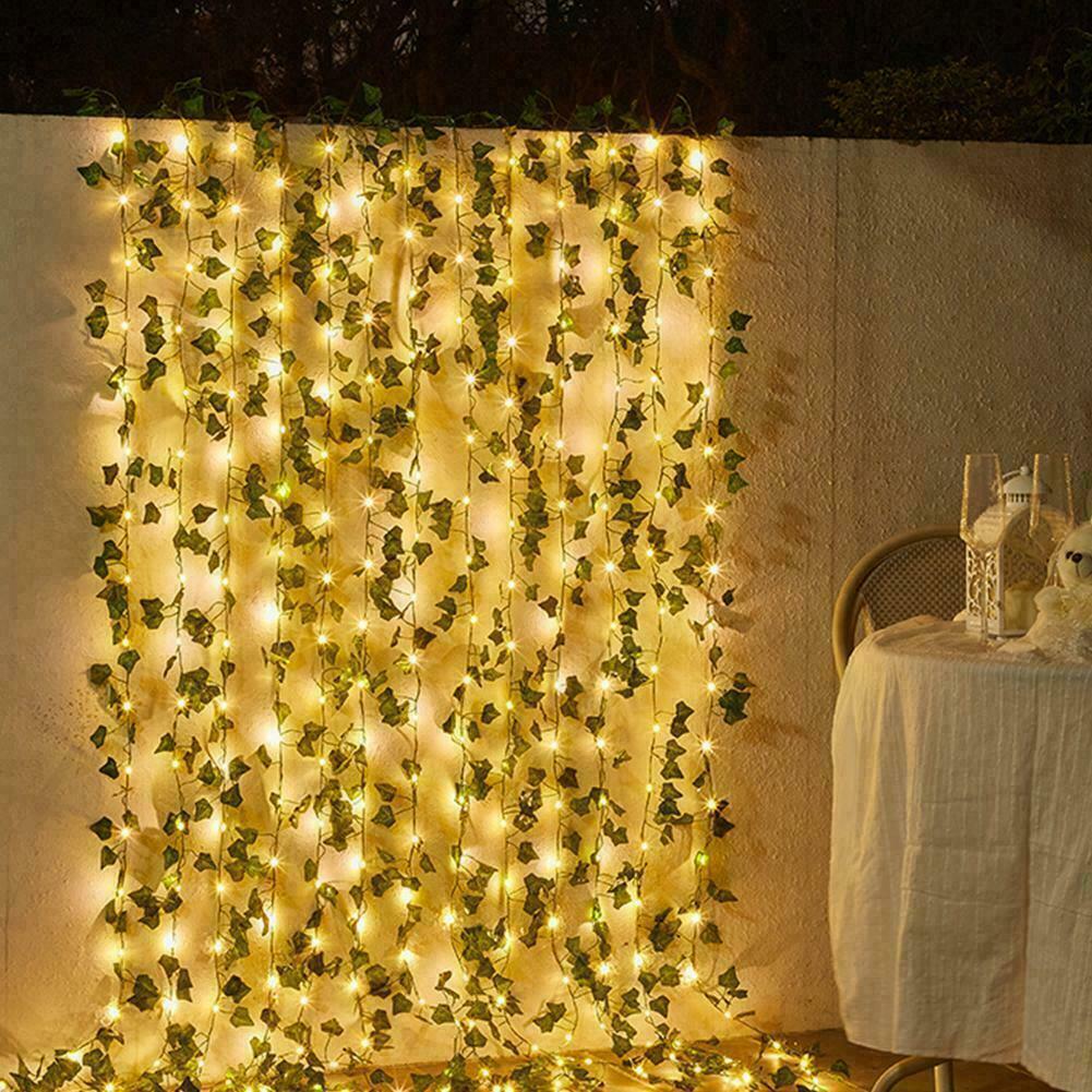 10/20M LED Solar Powered Ivy Fairy String Lights Garden Outdoor Wall Fence Light