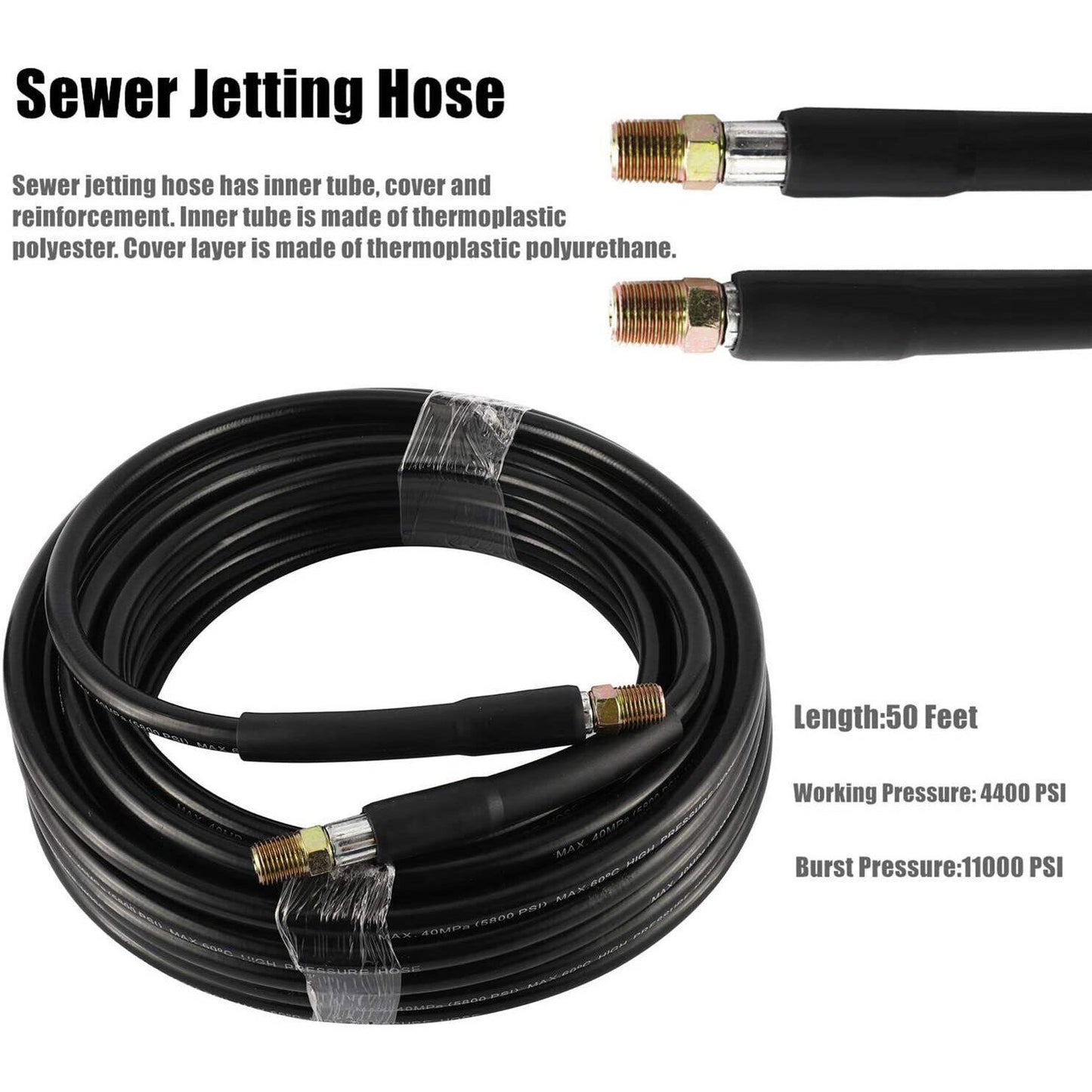 15M High Pressure Washer Hose 14mm Connect Water Cleaner Clean Replacement Pipe