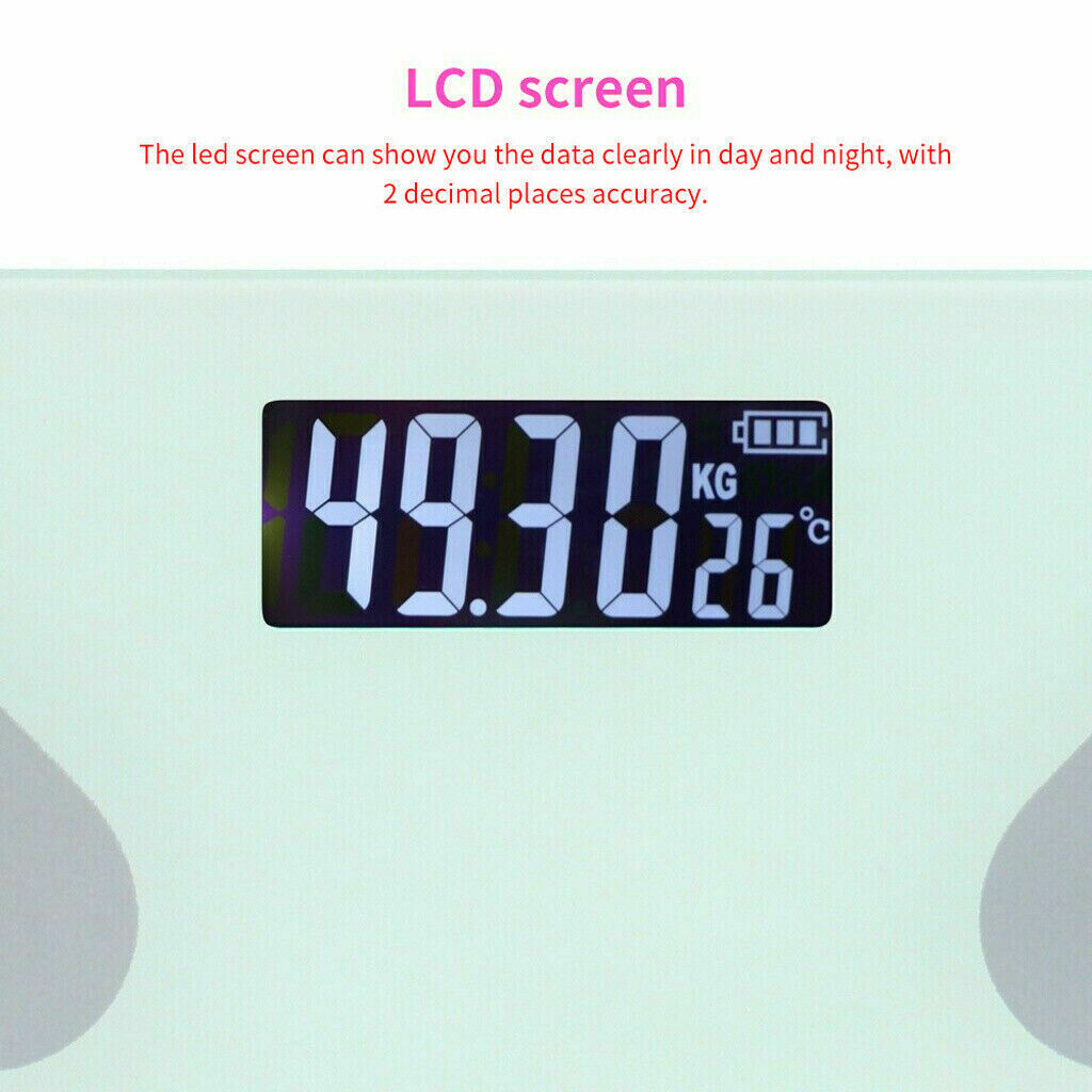 Wireless Digital Bathroom Body Fat Scale 180KG Bluetooth Scales Weight WHITE