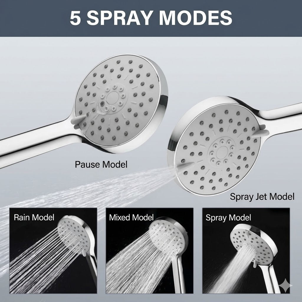 new rain shower head 8 inch handheld spray combo with ON/OFF Pause Switch