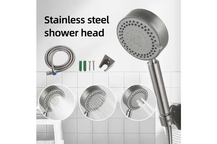 Ozstock Adjustable Stainless Steel Shower Head & 1.5M Hose Handheld 5-Modes Shower Head