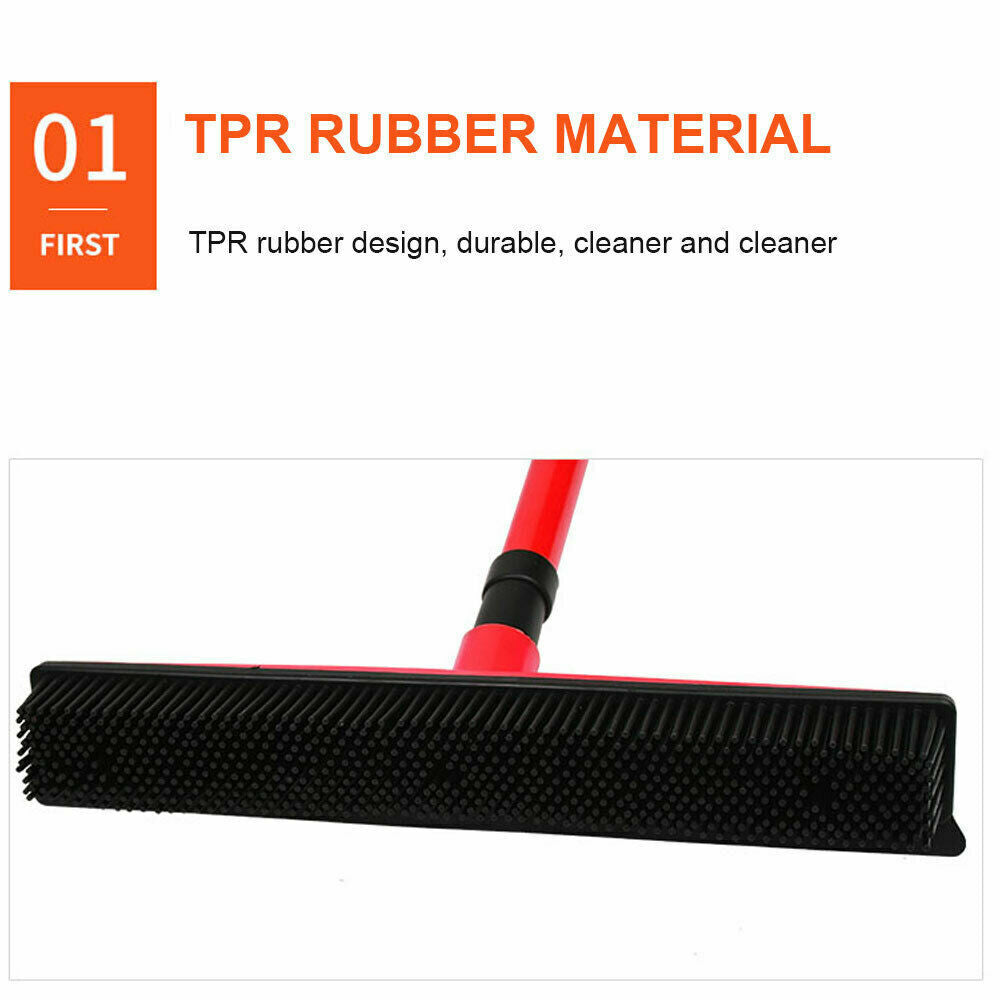 Rubber Broom For Dog Cat Pet Hair Car Windows Handle Sweeper Squeegee Floor NEW