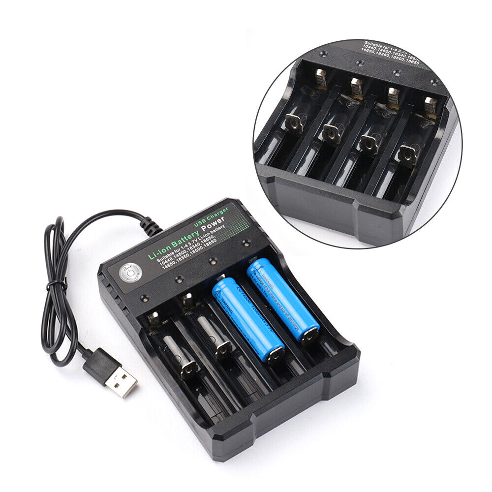 4Slots Independent Li-ion Battery USB Smart Charger Indicator 4.2V 1000mA