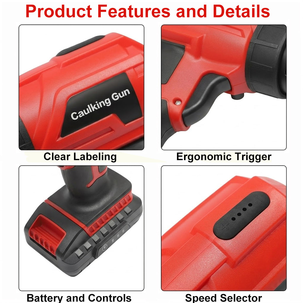 New Cordless Electric Grout Gun 20V Max with Adjustable Speeds for Sealant & Glue