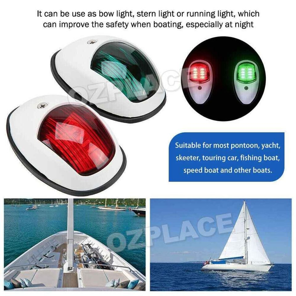 2x LED Navigation Lights Nav Lamp Side Mount Port Starboard Marine Yac ...