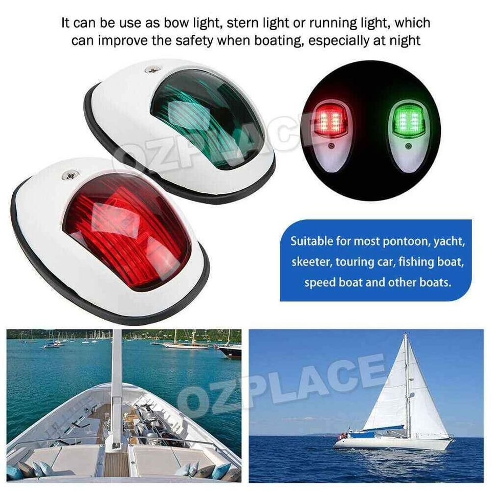 2x LED Navigation Lights Nav Lamp Side Mount Port Starboard Marine Yacht Boat