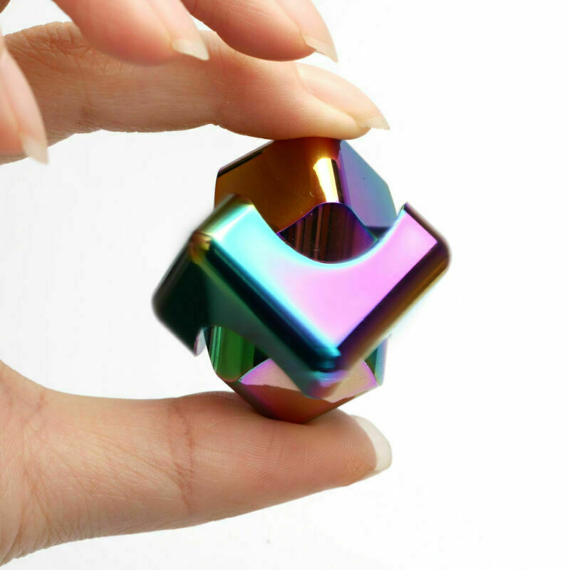 Cube ADHD Hand Spinner Square Aluminum Tri EDC Fidget EDC Toy Bearing Autism