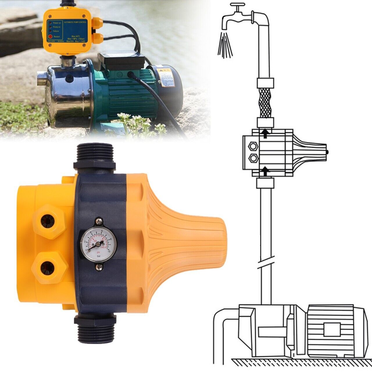 Automatic Water Pump Controller Pressure Electric Switch