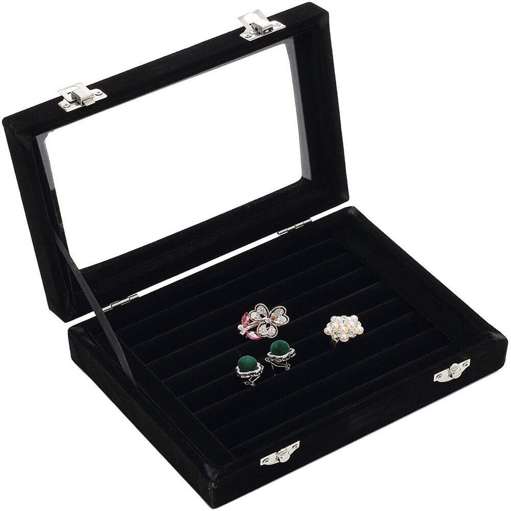 1/2x Jewelry Storage Case Tray Holder Display Earring Ring Ornament Organize Box