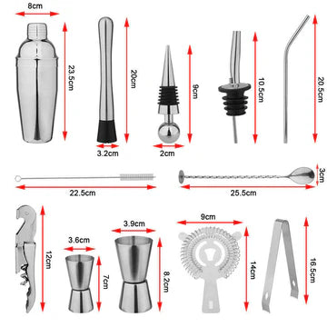 COCKTAIL SHAKER SET MAKER MIXER MARTINI SPIRITS BAR STRAINER BARTENDER STAND KIT