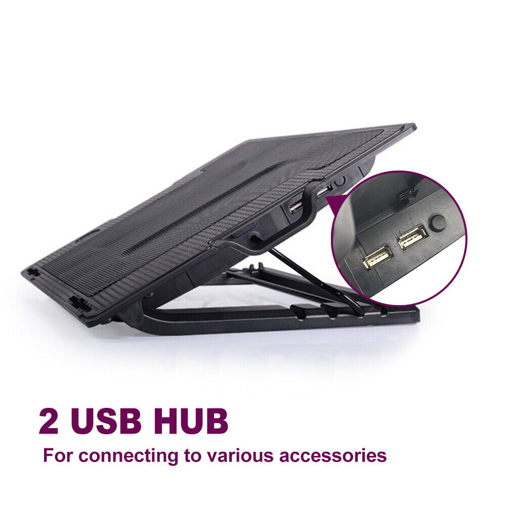 Laptop Cooling Fan Notebook Cooler Stand USB Fan Pad with USB Hub AU Stock