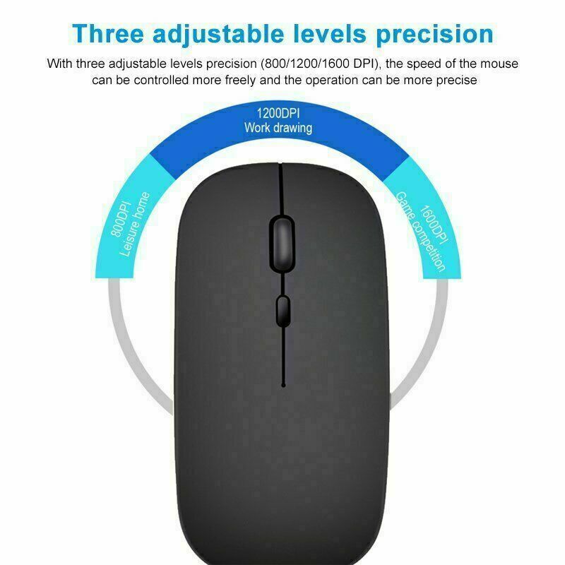 Optical Wireless Bluetooth 5.1 Slim Rechargeable Mouse for Laptop, Mac，iPad