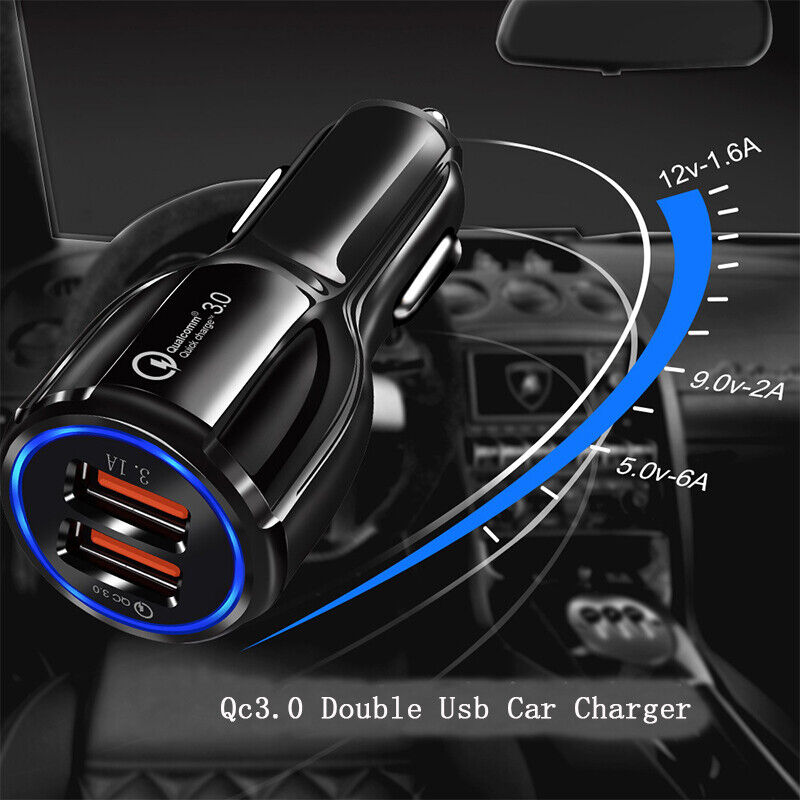 1/2x Fast Car Charger USB Quick Charger 2 Port QC3.0 Lighter Socket AU