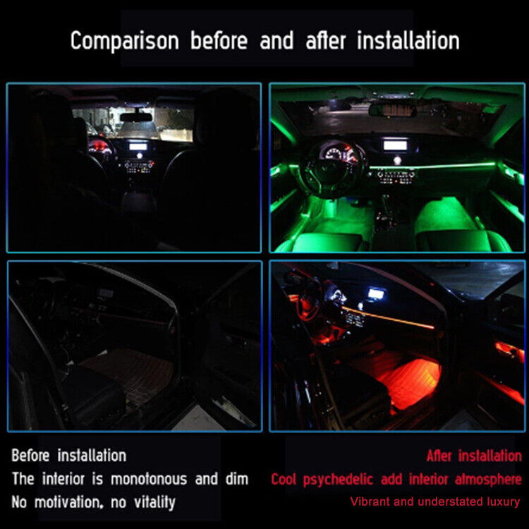 RGB LED Car Interior Fiber Optic Neon Wire Strip USB Atmosphere Light APP /Music