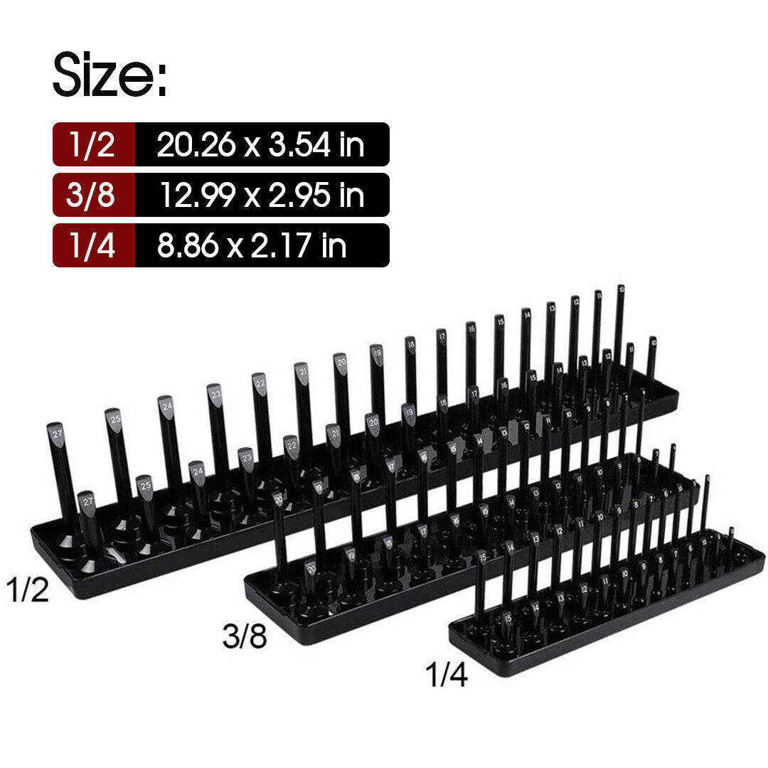 6Pcs Metric SAE Socket Tray Rack Holder Shelf Garage Organizer 1/4" 3/8" 1/2" AU